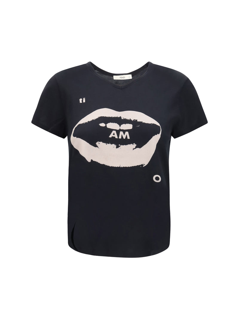 Fendi Fendi Ti Amo Graphic Print Jersey T-shirt Black - World Class Fashion