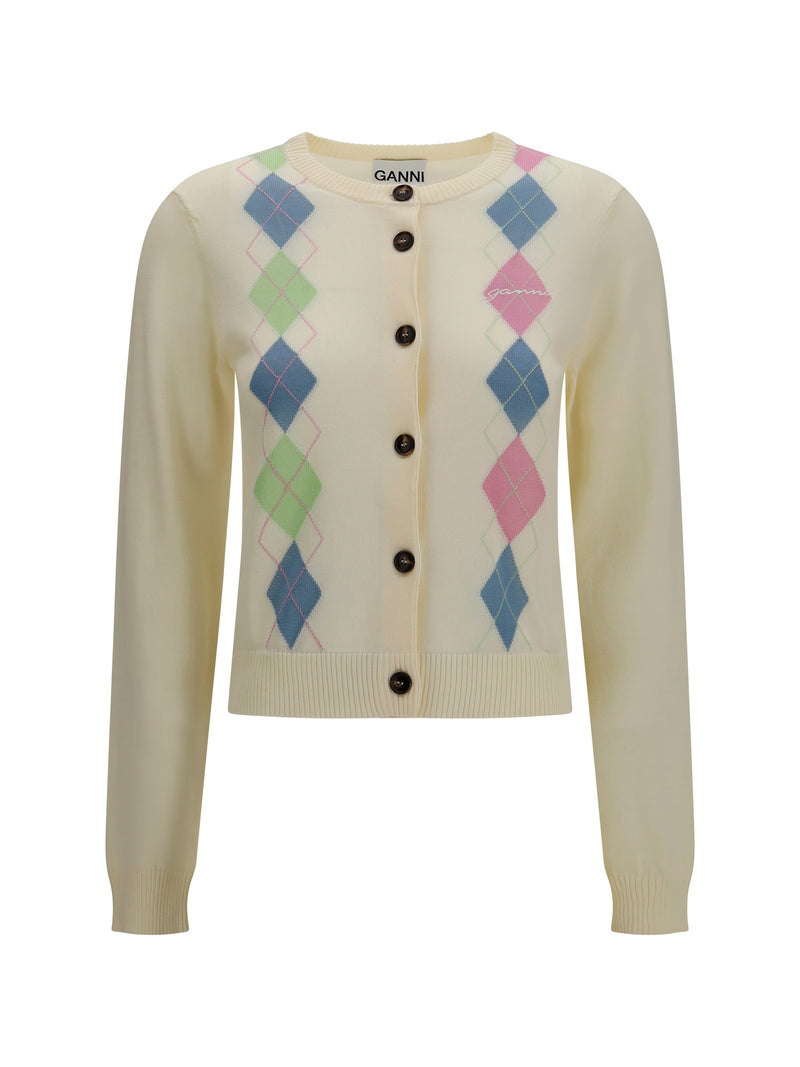 Ganni Ganni Diamond-pattern Cardigan - World Class Fashion