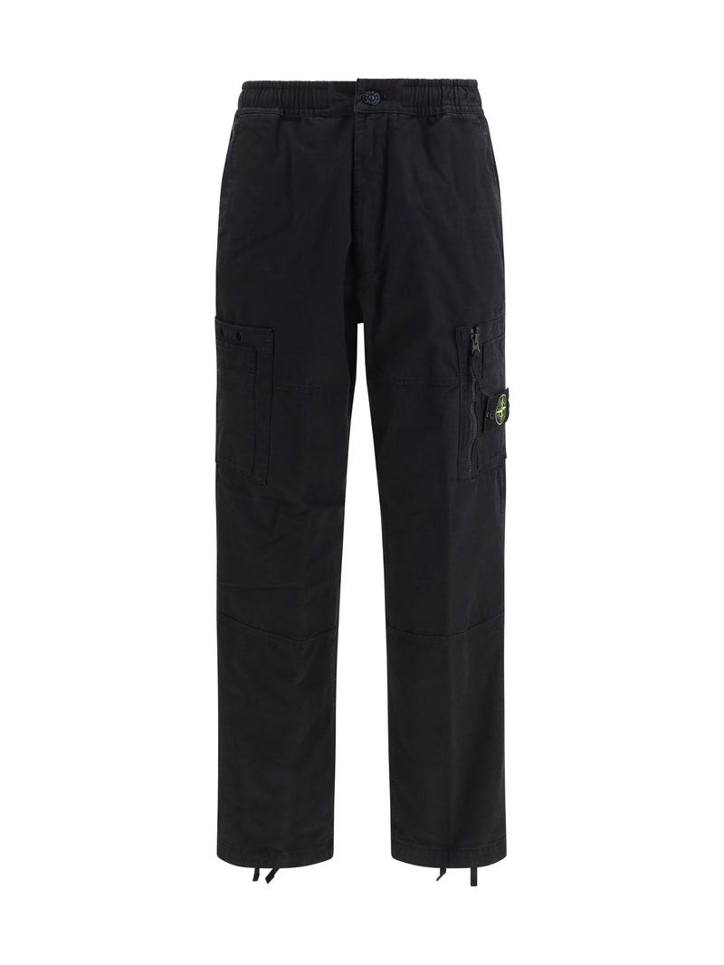 Stone Island Stone Island Cotton Cargo Pants Black - World Class Fashion
