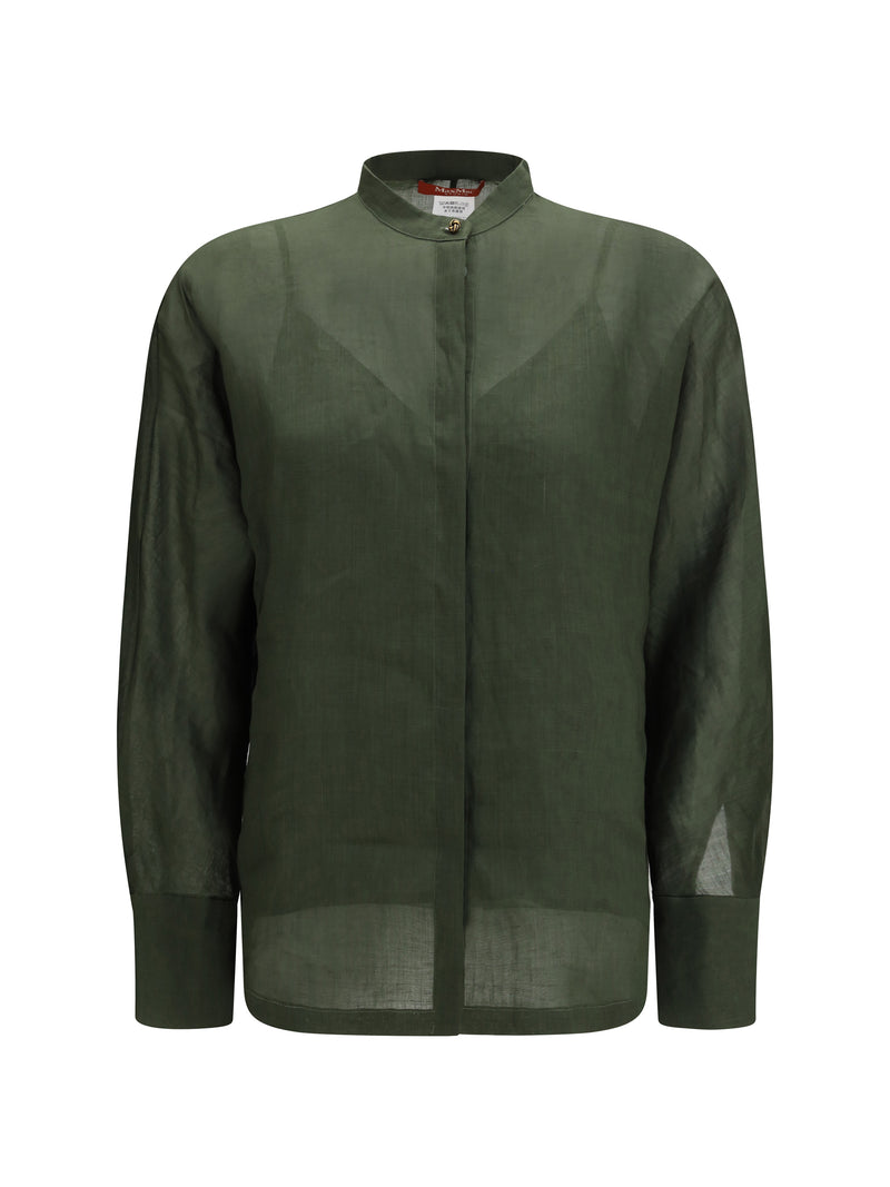 Max Mara Studio Max Mara Studio Baldi Ramie Canvas Shirt Verde Kaki - World Class Fashion