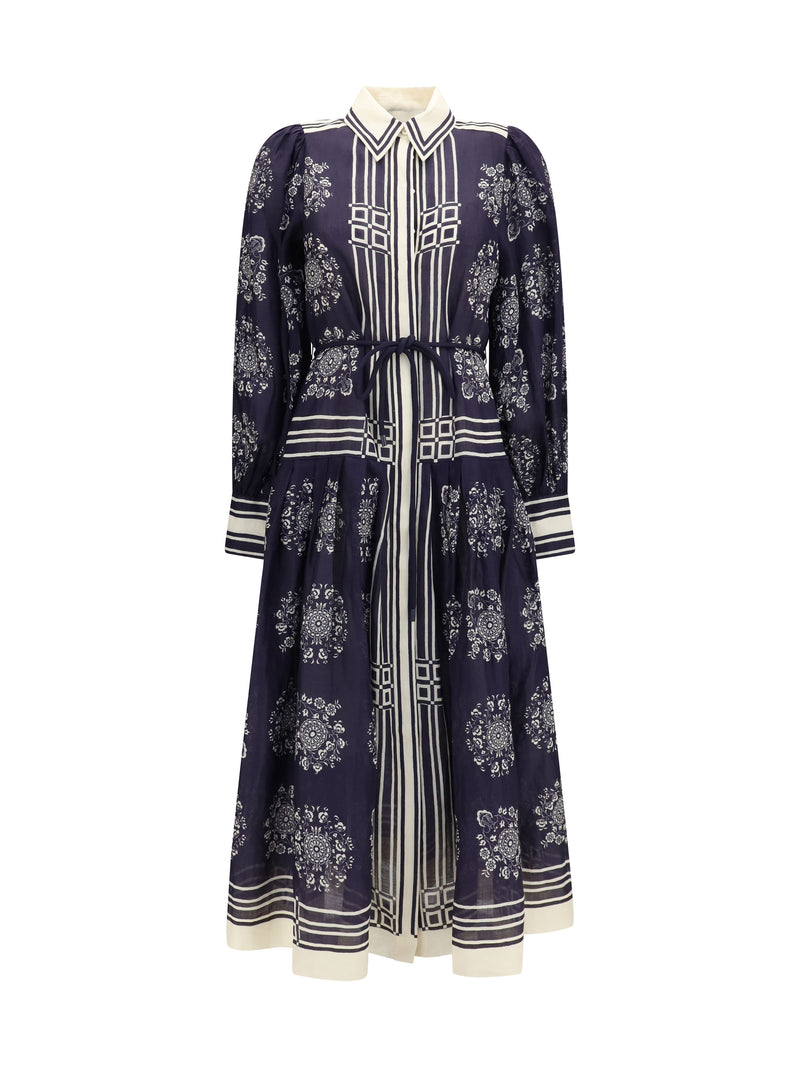 Alemais Alemais Banderra Floral Print Midi Shirt Dress Ink - World Class Fashion