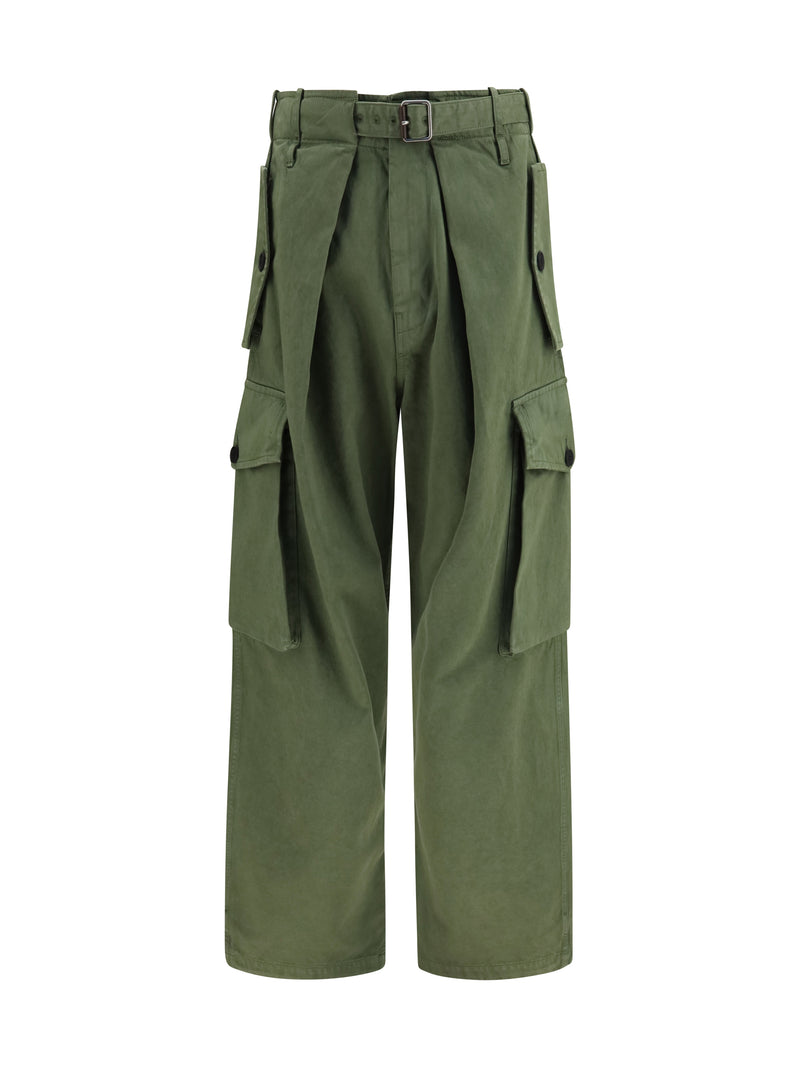 Loewe Loewe Cotton Cargo Pants Khaki Green - World Class Fashion