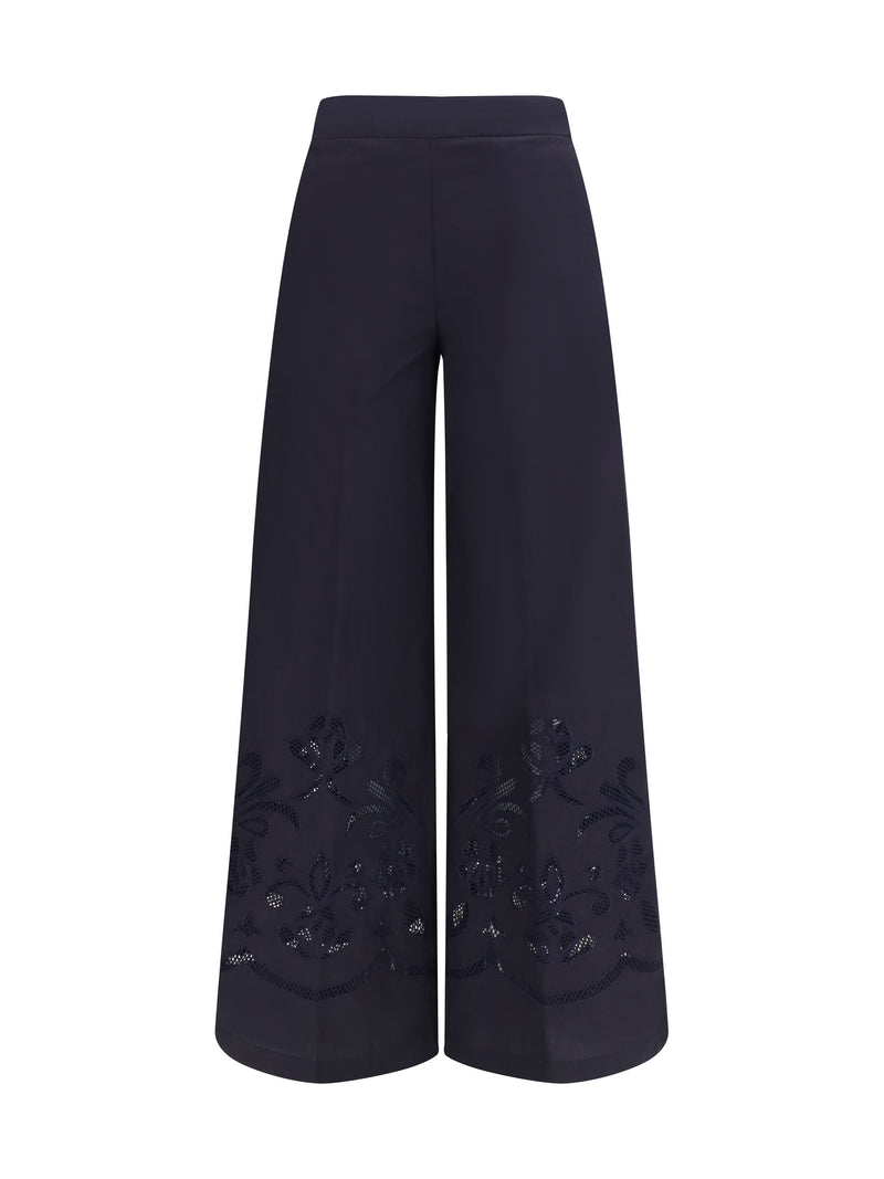 Forte_forte Forte_forte Embroidered Cotton Pants Notte - World Class Fashion