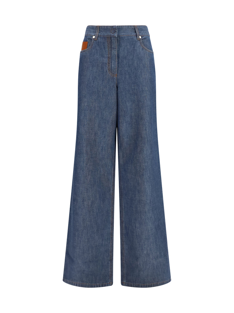 Fendi Fendi Wide-leg Chambray Jeans Navy Women - World Class Fashion
