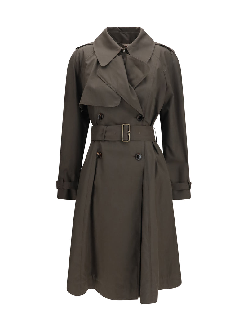 Burberry Burberry Pembury Cotton Gabardine Trench Coat Estuary Brown - World Class Fashion