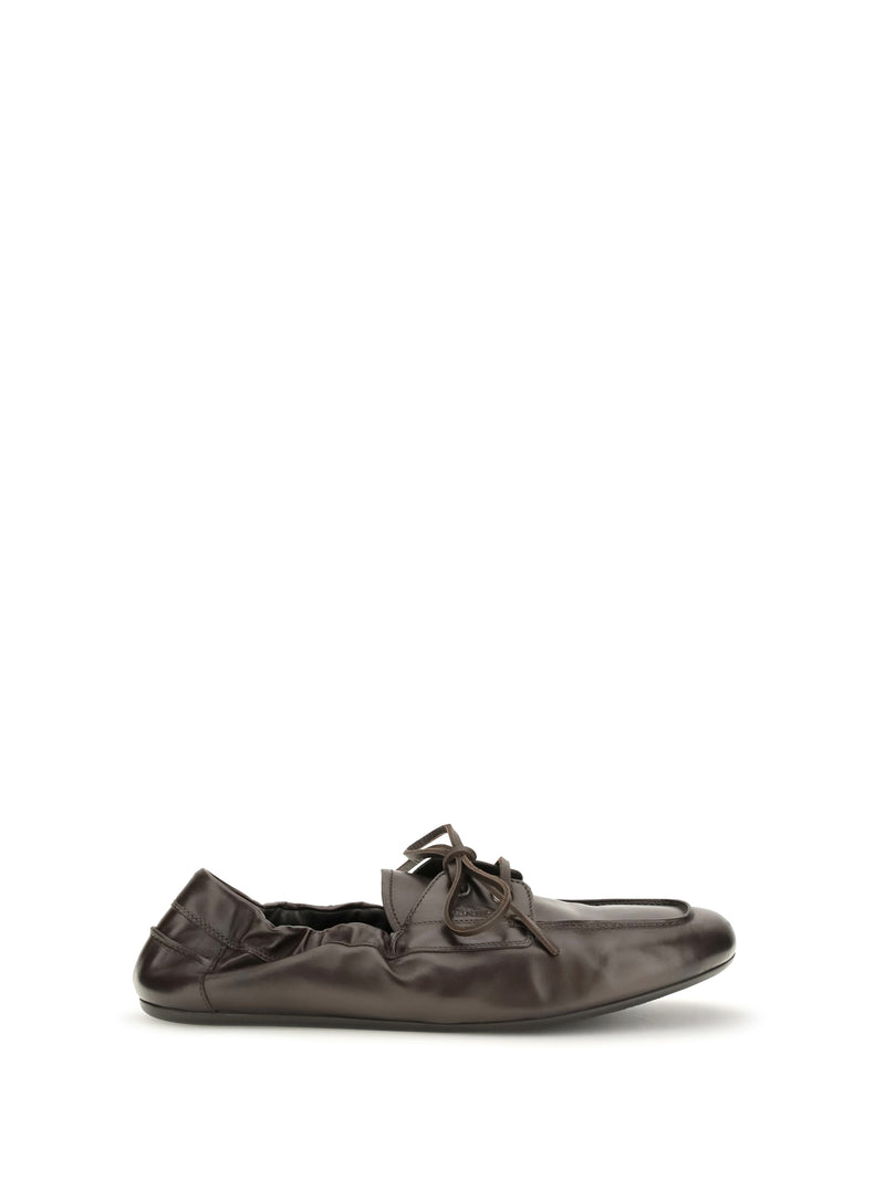 Prada Prada Aged Leather Lace-up Sneakers Moro - World Class Fashion