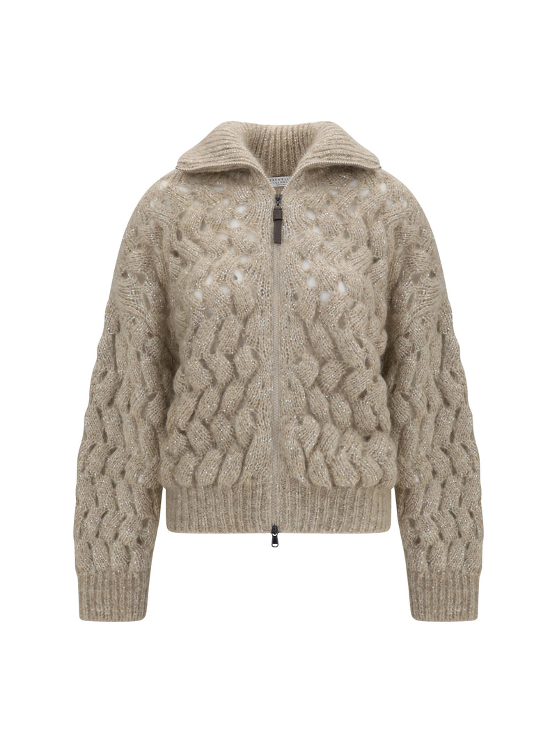 Brunello Cucinelli Brunello Cucinelli Mohair Wool Cardigan Beige - World Class Fashion