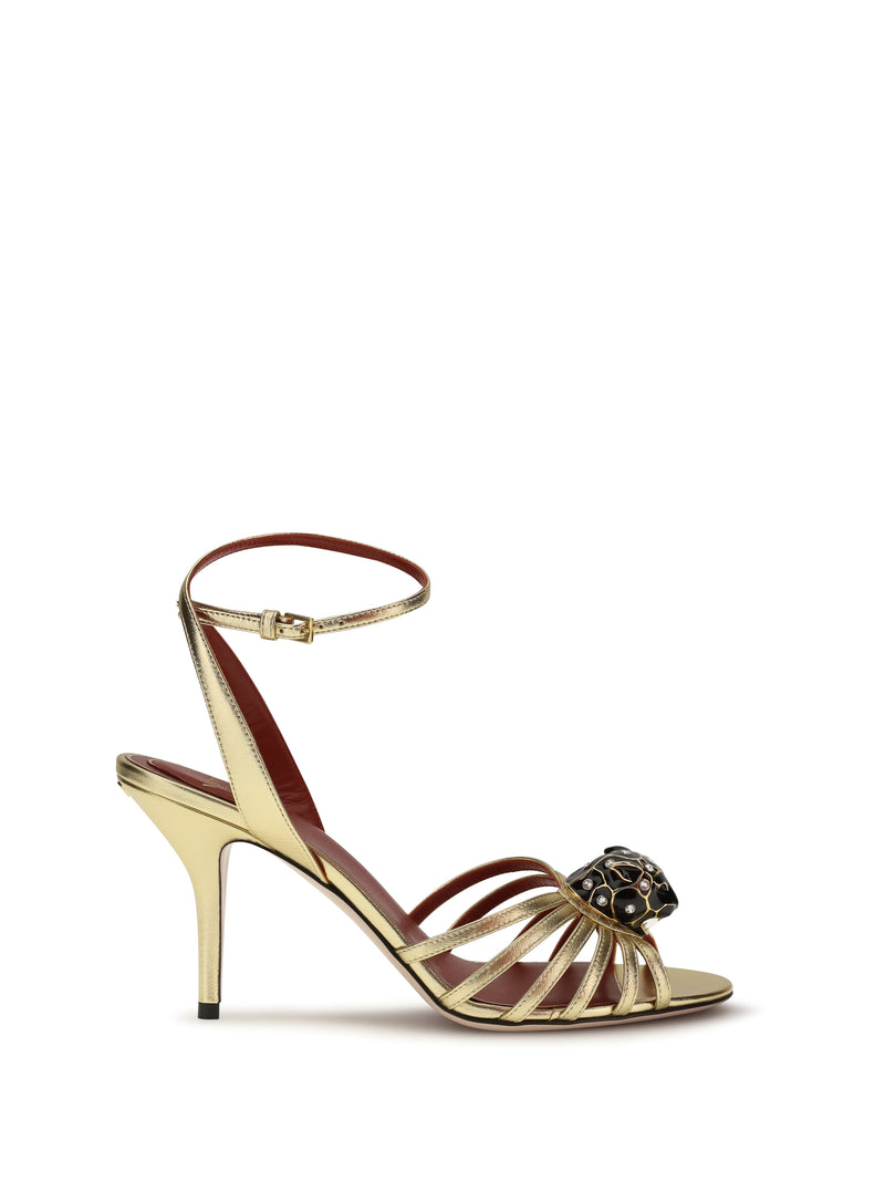 Valentino Garavani Valentino Garavani Pas De Chat Sandals Antique Brass Light - World Class Fashion
