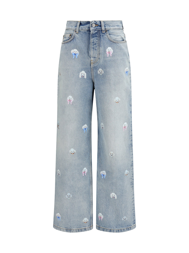 Fiorucci Fiorucci Poodle-print Baggy Jeans - World Class Fashion