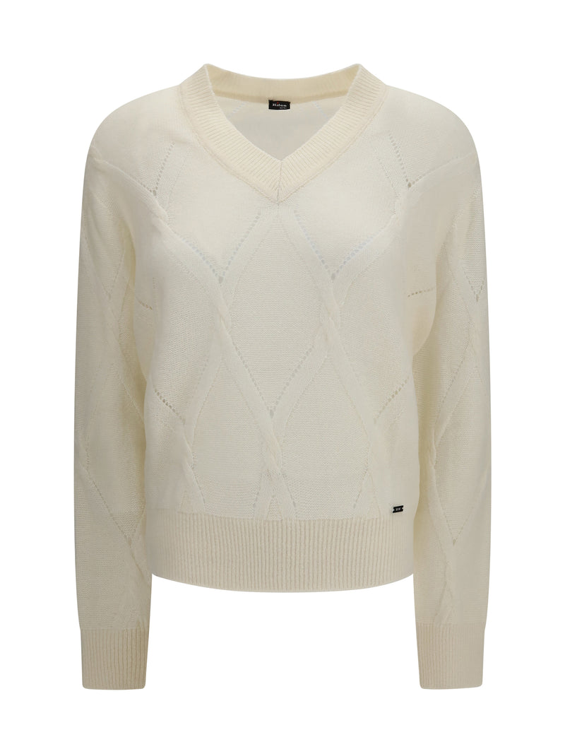 Kiton Kiton V Neck Sweater Panna Women - World Class Fashion