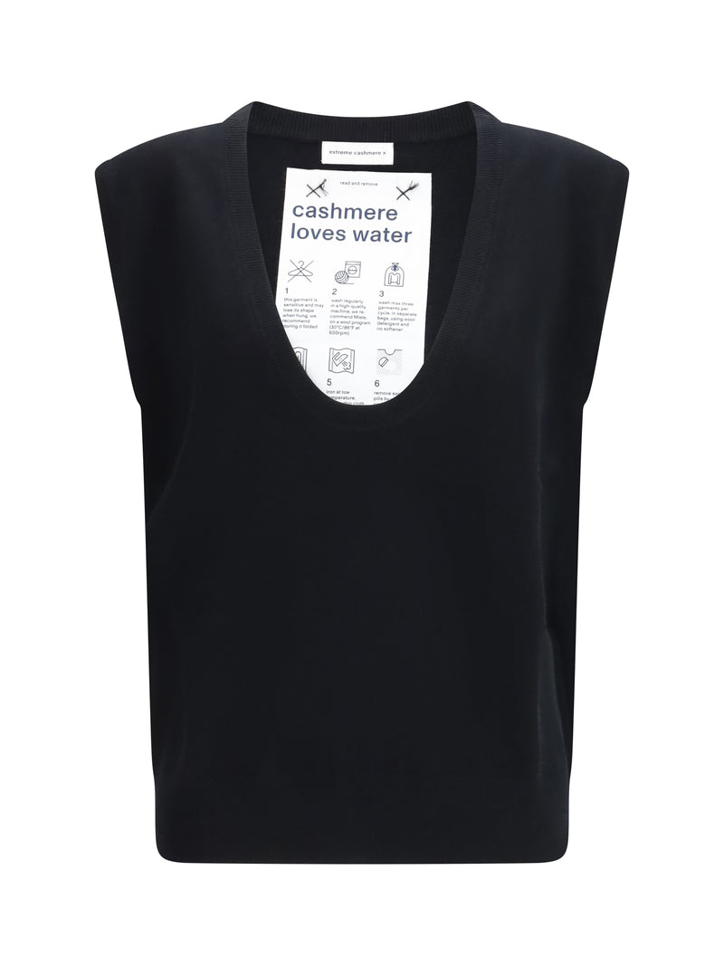 Extreme Cashmere Extreme Cashmere N°423 Lord Sleeveless Sweater Raven - World Class Fashion