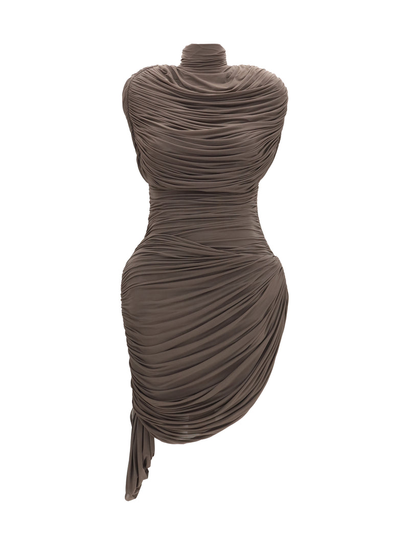 Magda Butrym Magda Butrym Draped High-neck Dress Brown - World Class Fashion