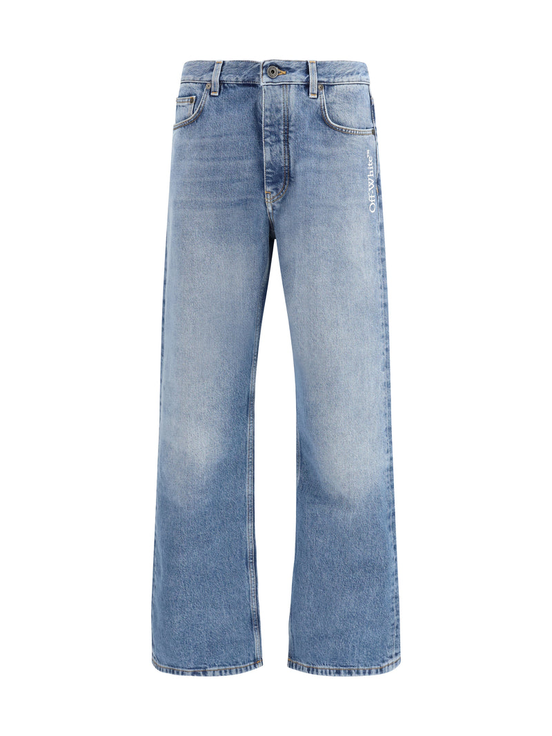 Off-white Off-white Half Arrow Slim Relaxed Jeans Light Medium Blue - World Class Fashion