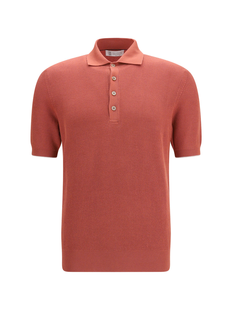Brunello Cucinelli Brunello Cucinelli Short-sleeve Polo with Buttons Pesca+Nebbia - World Class Fashion