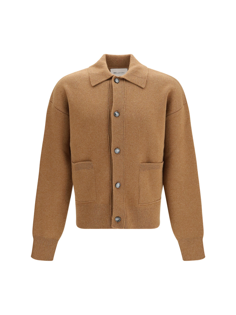AMI Paris AMI Paris Wool Shirt Collar Cardigan Camel - World Class Fashion