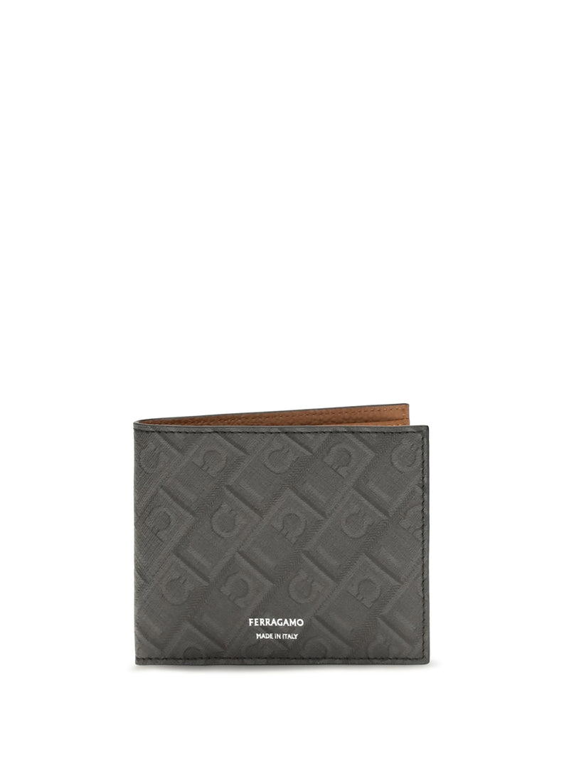 Ferragamo Ferragamo Leather Bifold Wallet Gancini Grey - World Class Fashion