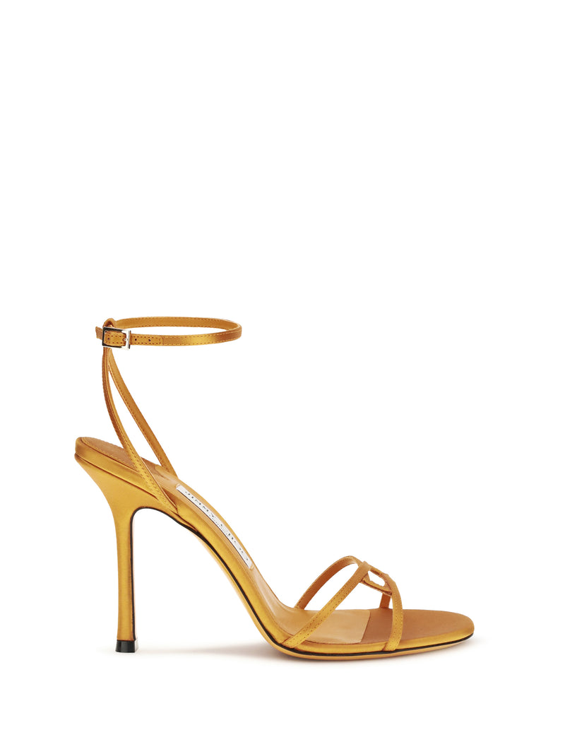 Jimmy Choo Sandalias Jimmy Choo Leo de satén naranja atardecer - World Class Fashion