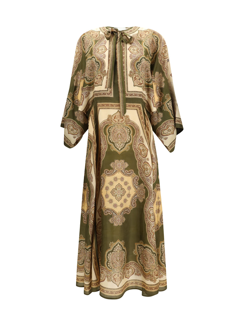 Zimmermann Zimmermann Mahon Túnica Vestido Paisley Verde Oliva - World Class Fashion