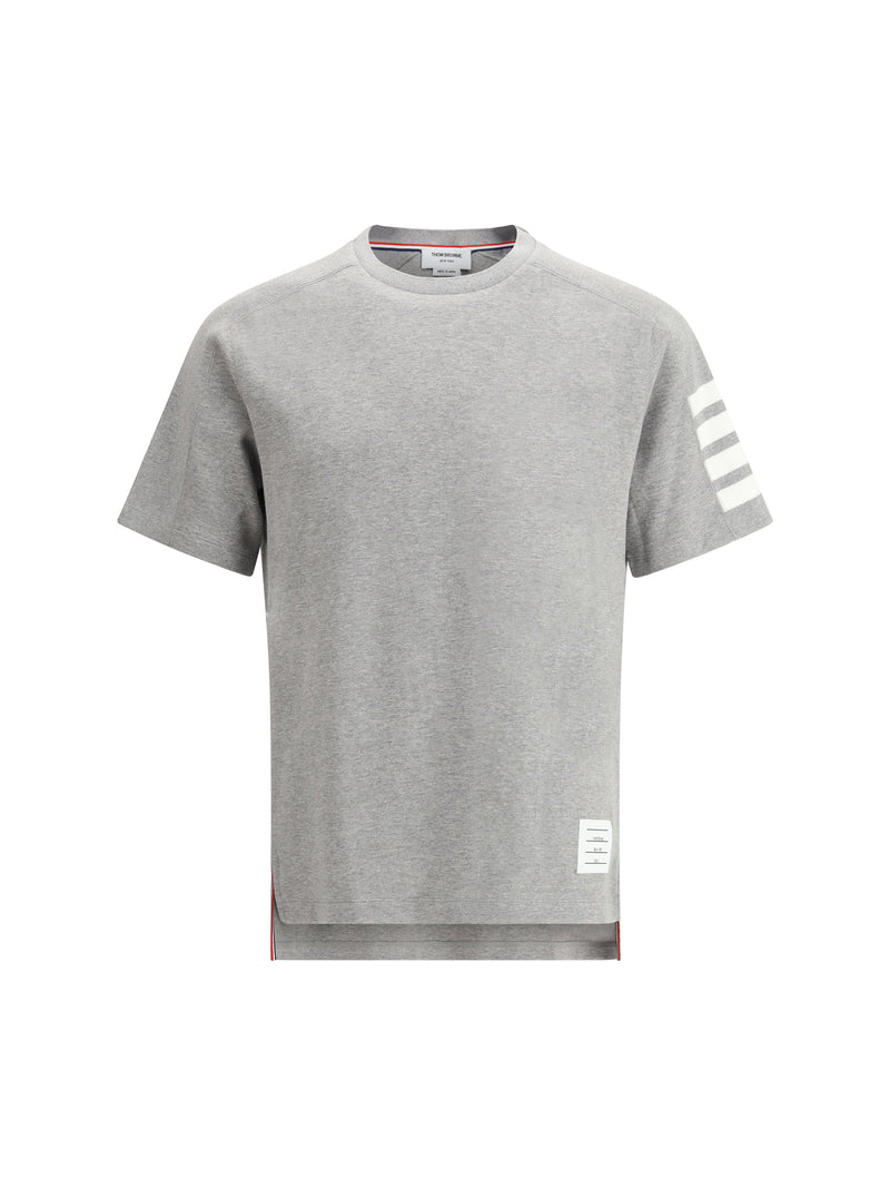Thom Browne Thom Browne T-shirt With Horizontal Bands Light Grey - World Class Fashion