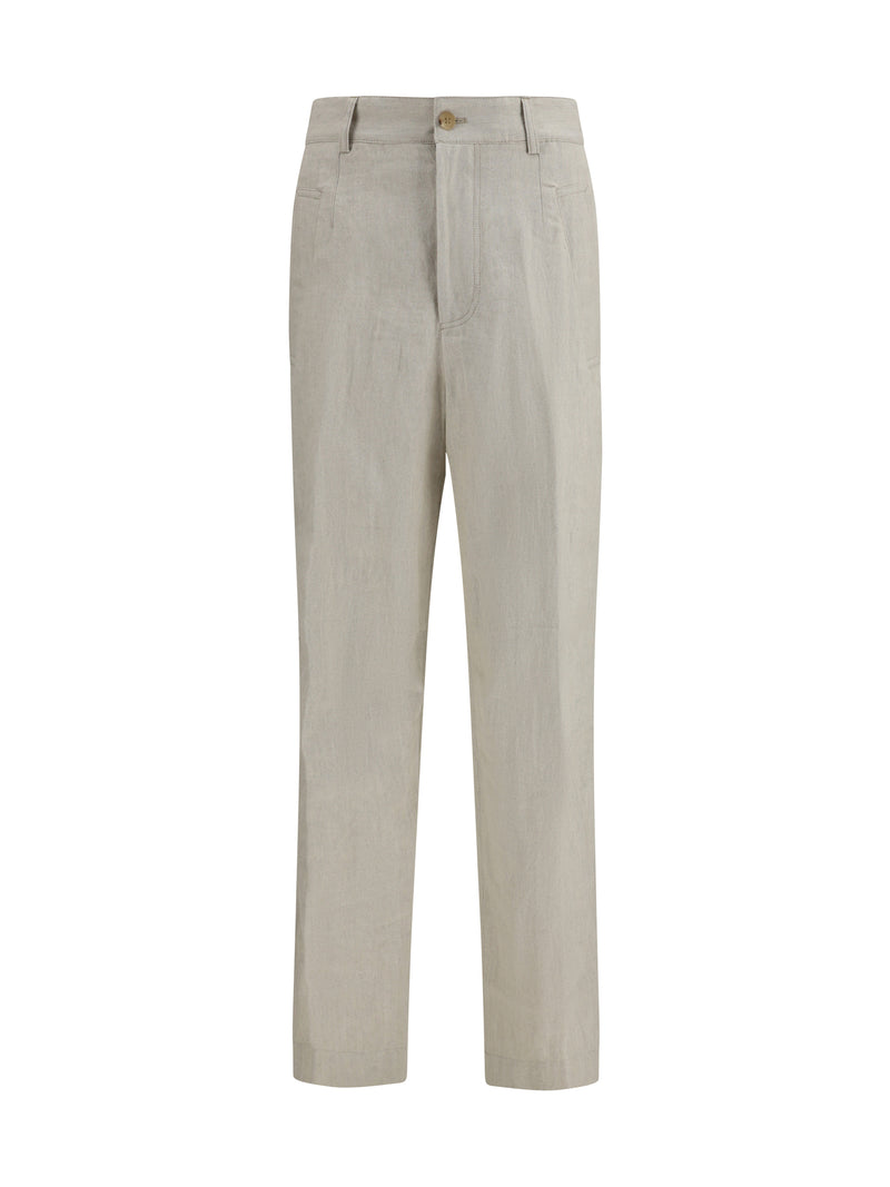 Dries Van Noten Dries Van Noten Linen and Cotton Blend Pants Off White - World Class Fashion