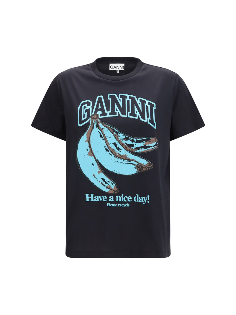 Ganni Ganni Banana Cotton T-shirt Phantom - World Class Fashion