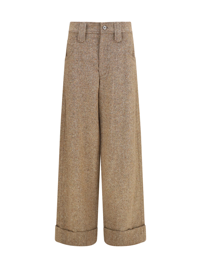 Brunello Cucinelli Brunello Cucinelli Tailored Wool-blend Pants Olio - World Class Fashion
