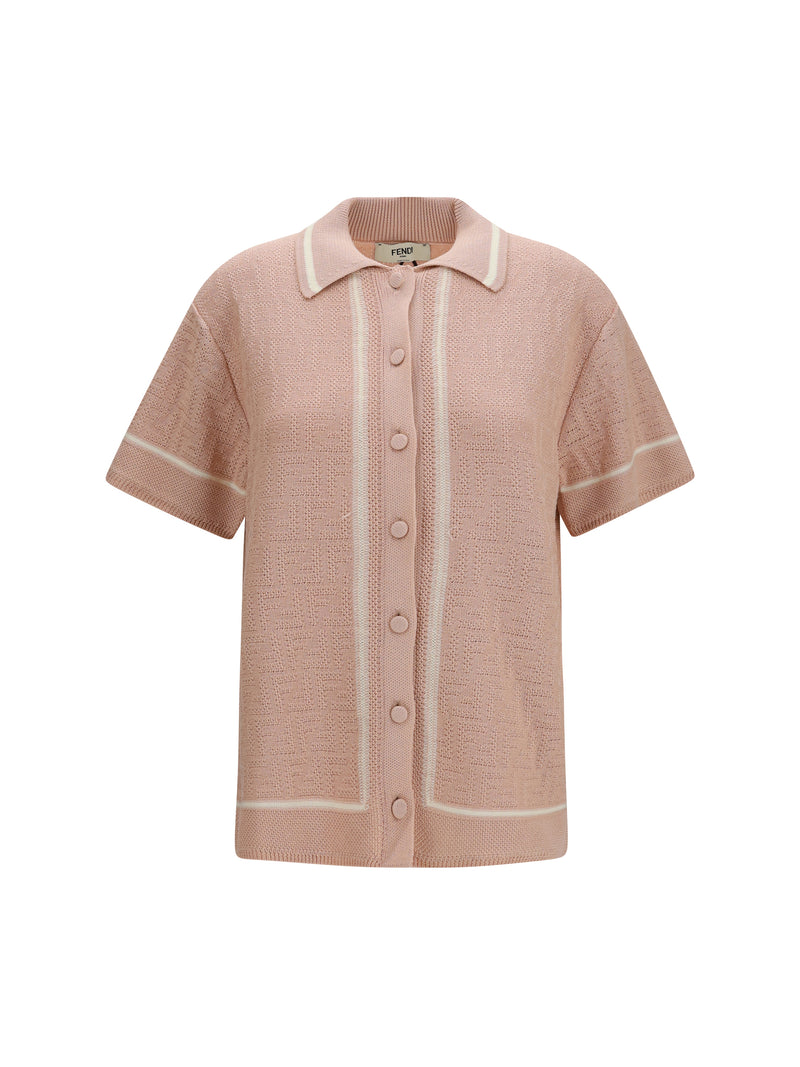 Fendi Fendi FF All-over Crochet Shirt Powder Pink - World Class Fashion