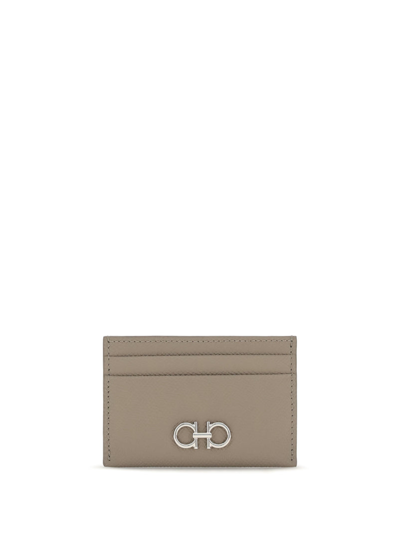 Ferragamo Ferragamo Gancini Card Holder Taupe Grey - World Class Fashion