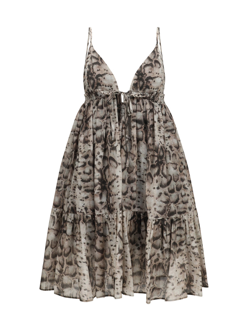 Pinko Pinko Short Snake-print Dress Beige/Nero - World Class Fashion