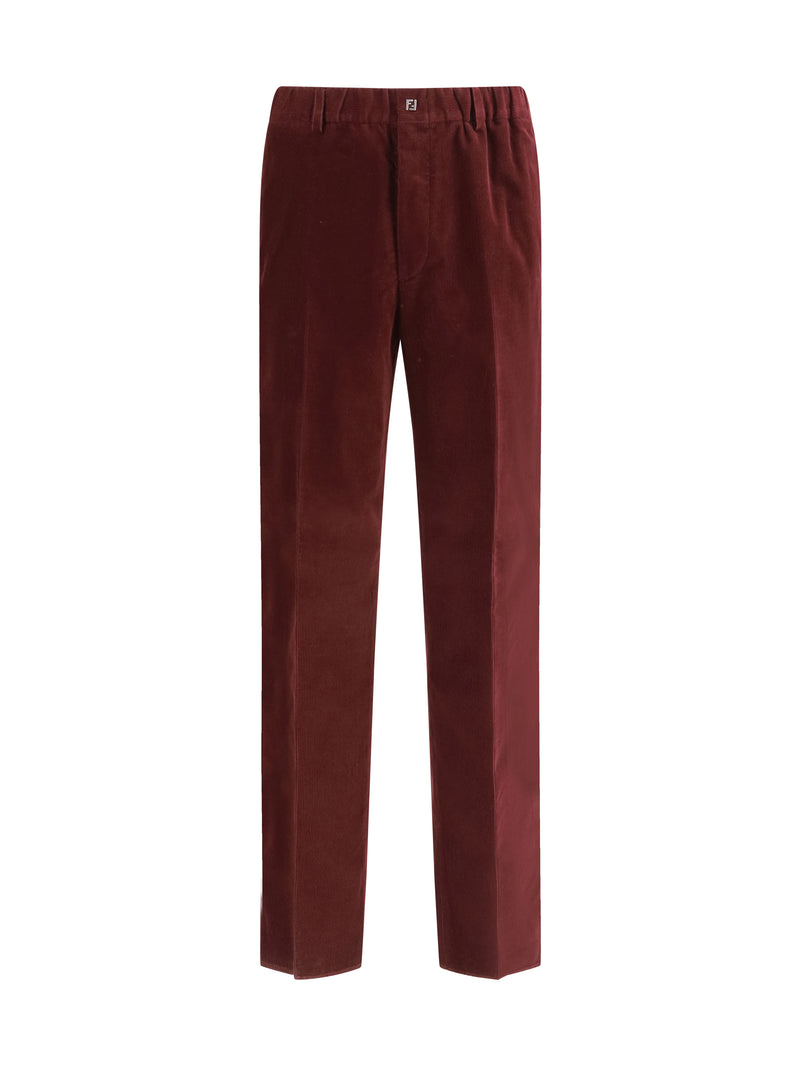 Fendi Fendi Velvet Pants Burgundy Men - World Class Fashion