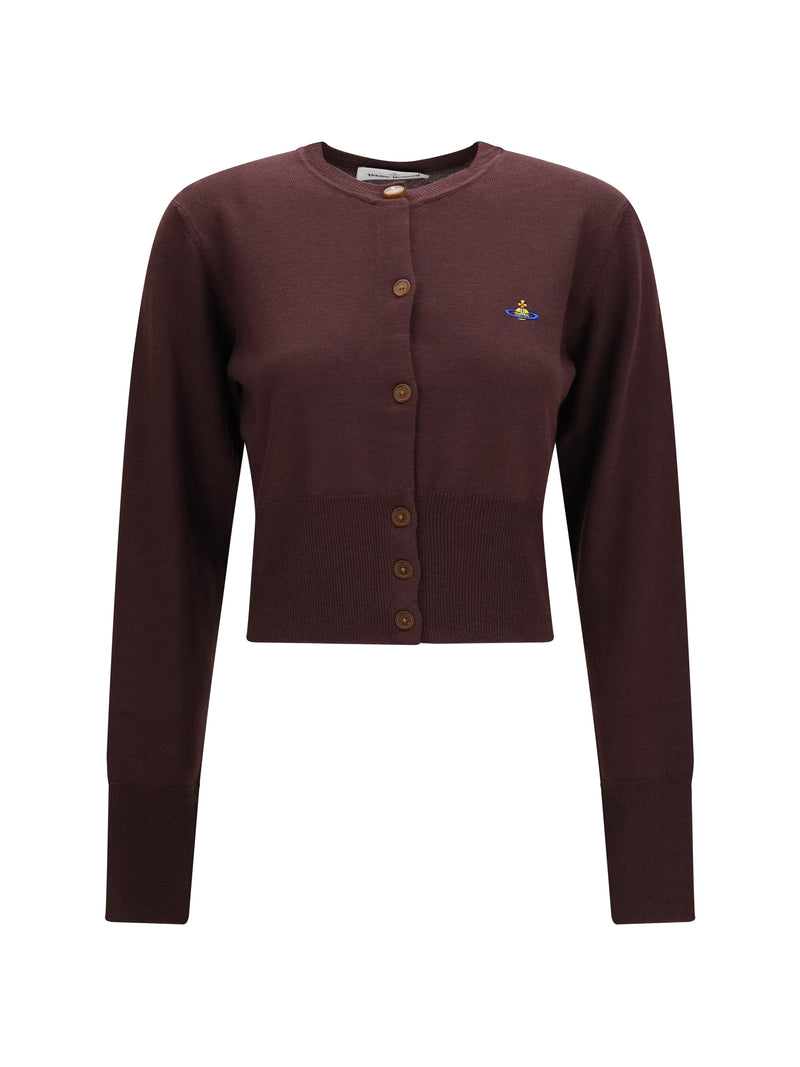 Vivienne Westwood Vivienne Westwood Bea Cropped Wool Cardigan Dark Mahogany - World Class Fashion