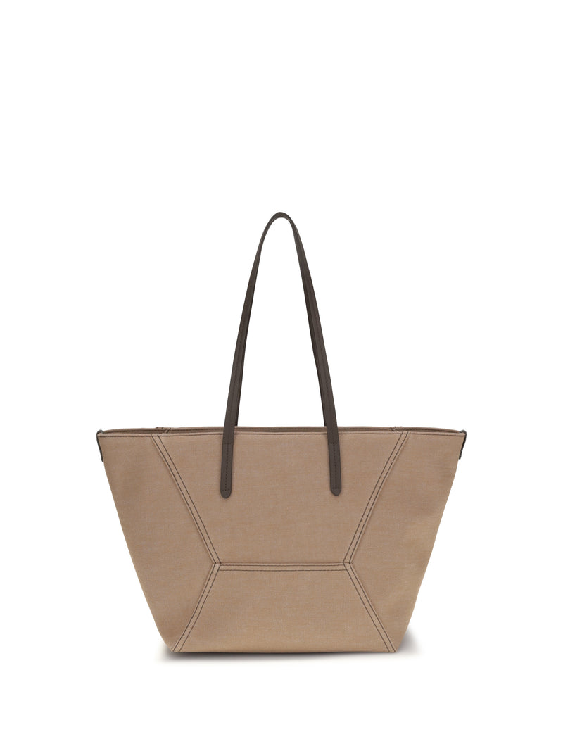 Brunello Cucinelli Brunello Cucinelli Canvas Shoulder Bag Camel - World Class Fashion