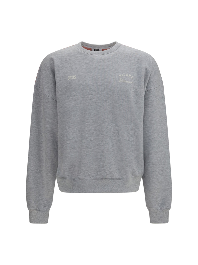 Gcds Gcds Crewneck Sweatshirt Back Logo Vapor Grey/Pink - World Class Fashion
