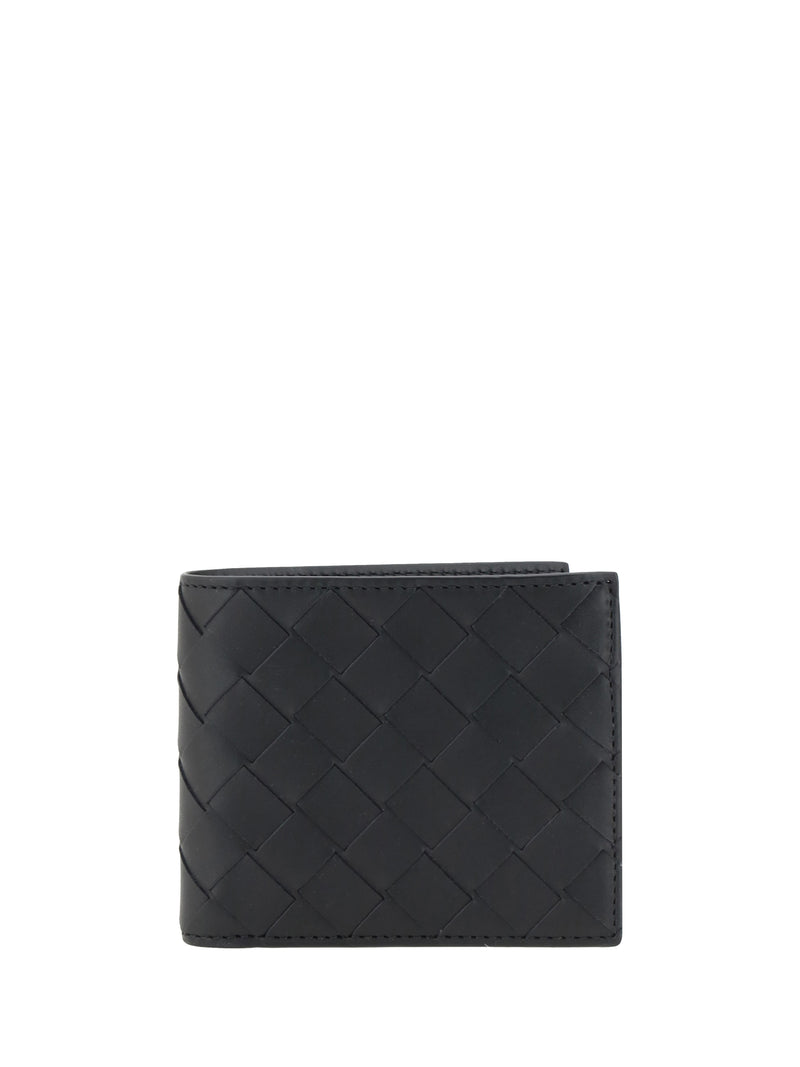 Bottega Veneta Bottega Veneta Bifold Leather Intrecciato Wallet Black-Silver - World Class Fashion