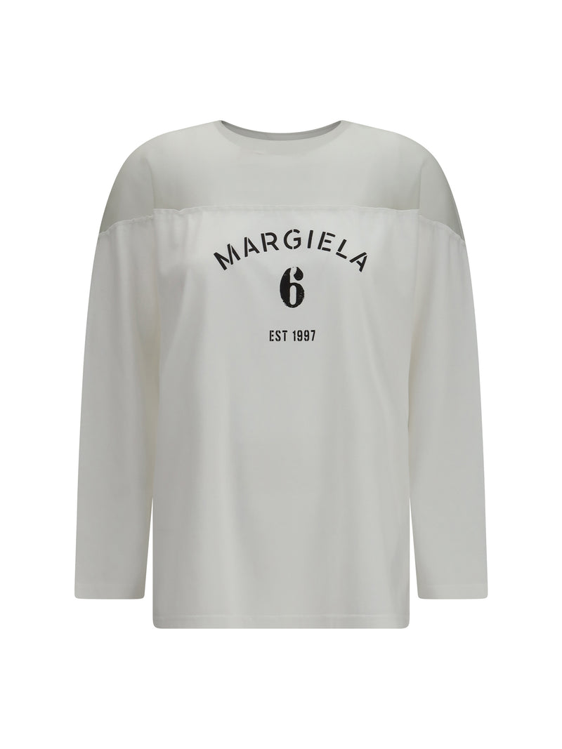 Mm6 Mm6 Printed Long-Sleeve T-shirt Off White - World Class Fashion