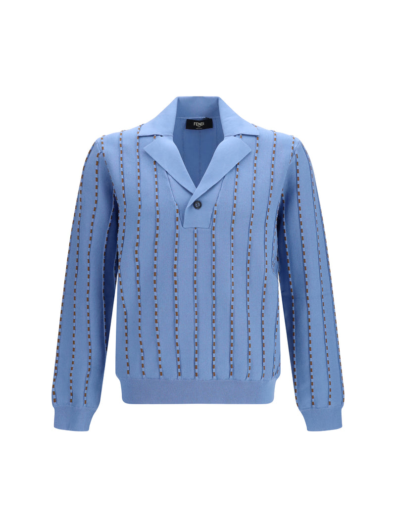 Fendi Fendi Trompe-l'œil Selleria Knit Sweater Light Blue - World Class Fashion