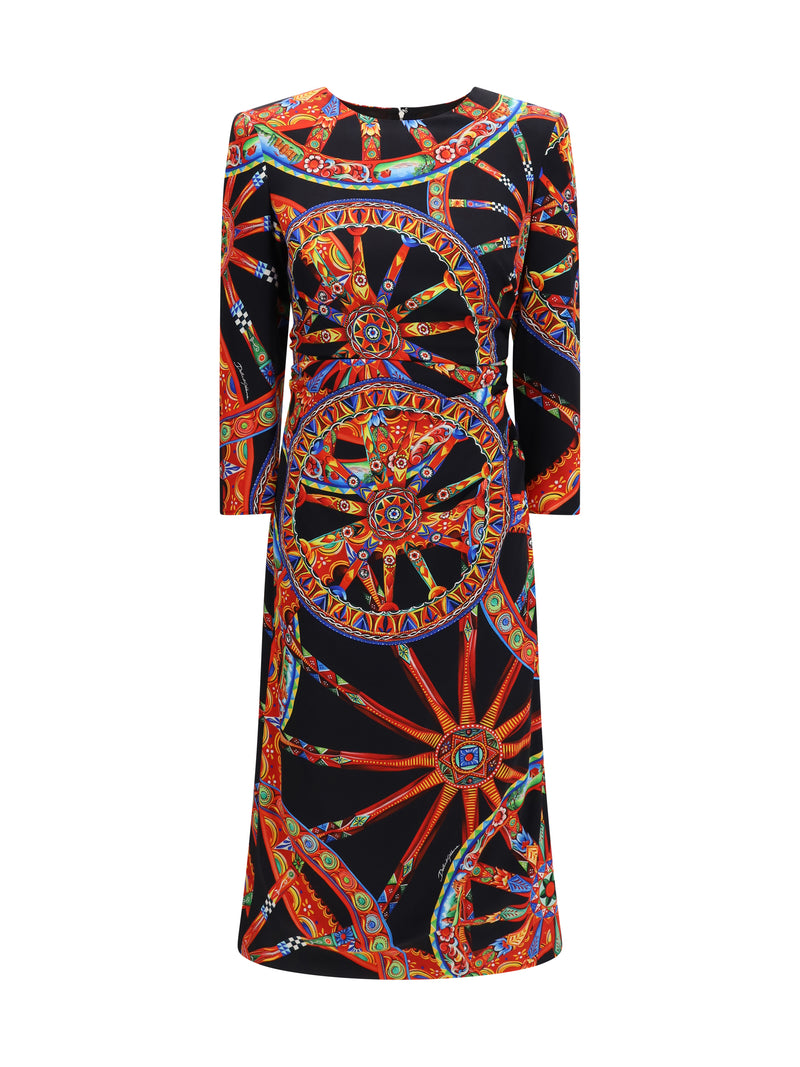Dolce & Gabbana Dolce & Gabbana Carretto Print Charmeuse Dress - World Class Fashion