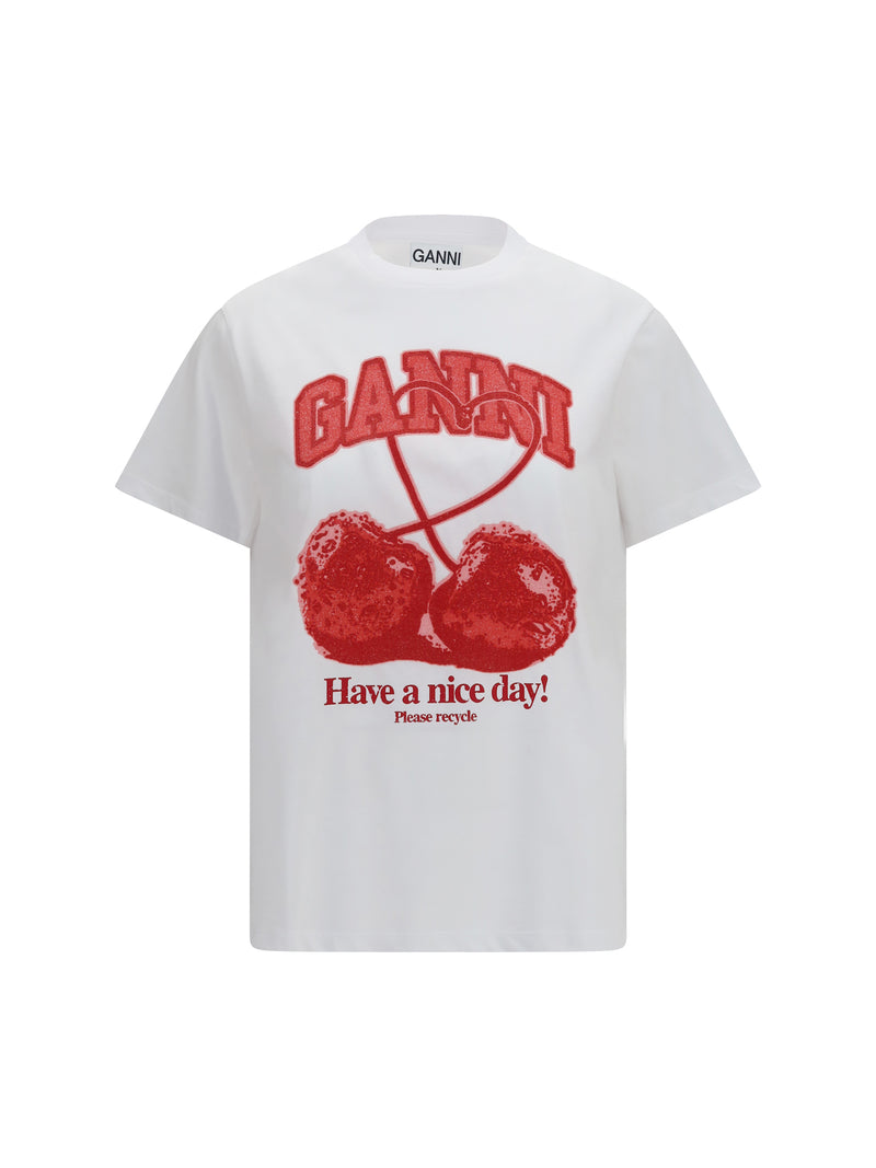 Ganni Ganni Cherry T-shirt Bright White - World Class Fashion