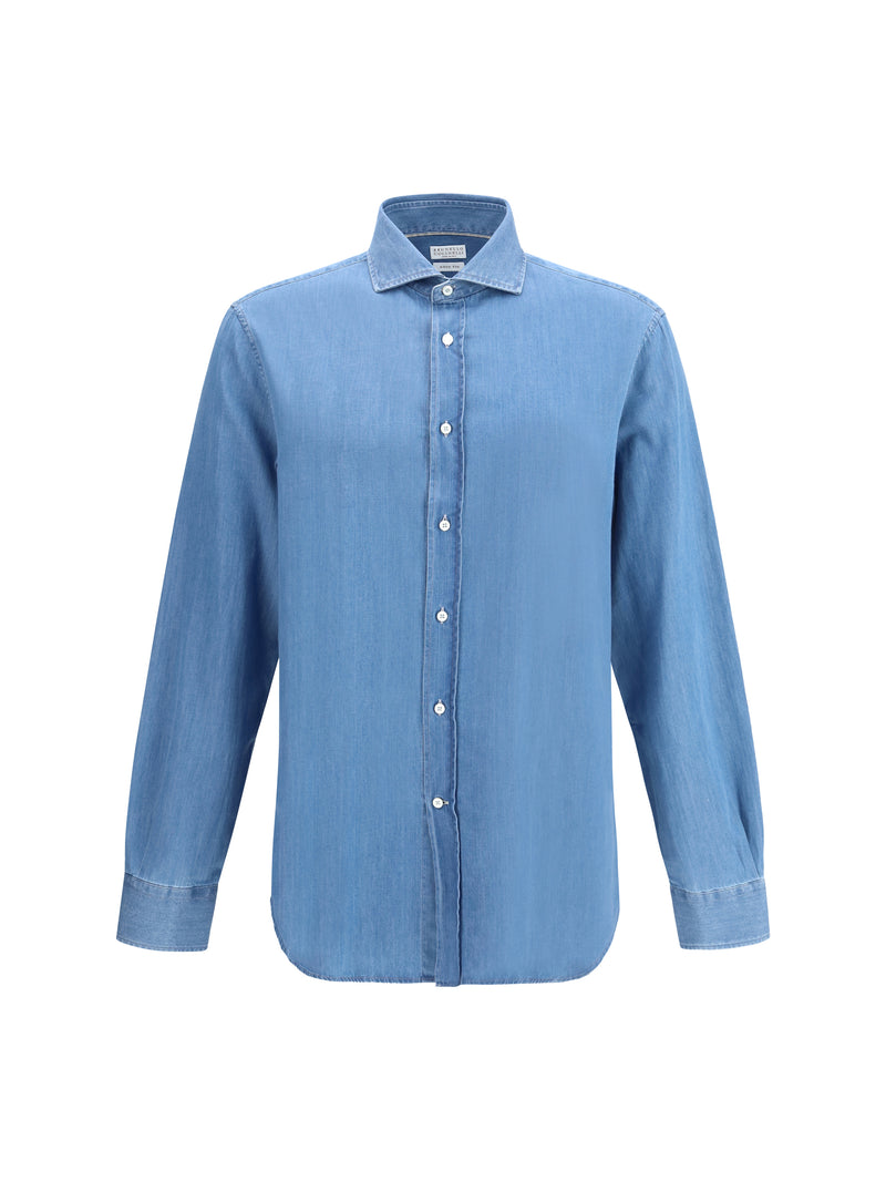 Brunello Cucinelli Brunello Cucinelli Cotton Denim Shirt Denim Medio - World Class Fashion
