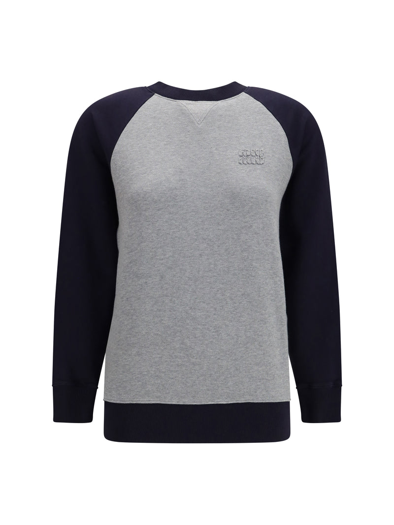 Miu Miu Miu Miu Bicolor Crewneck Sweatshirt Grey Blue Women - World Class Fashion