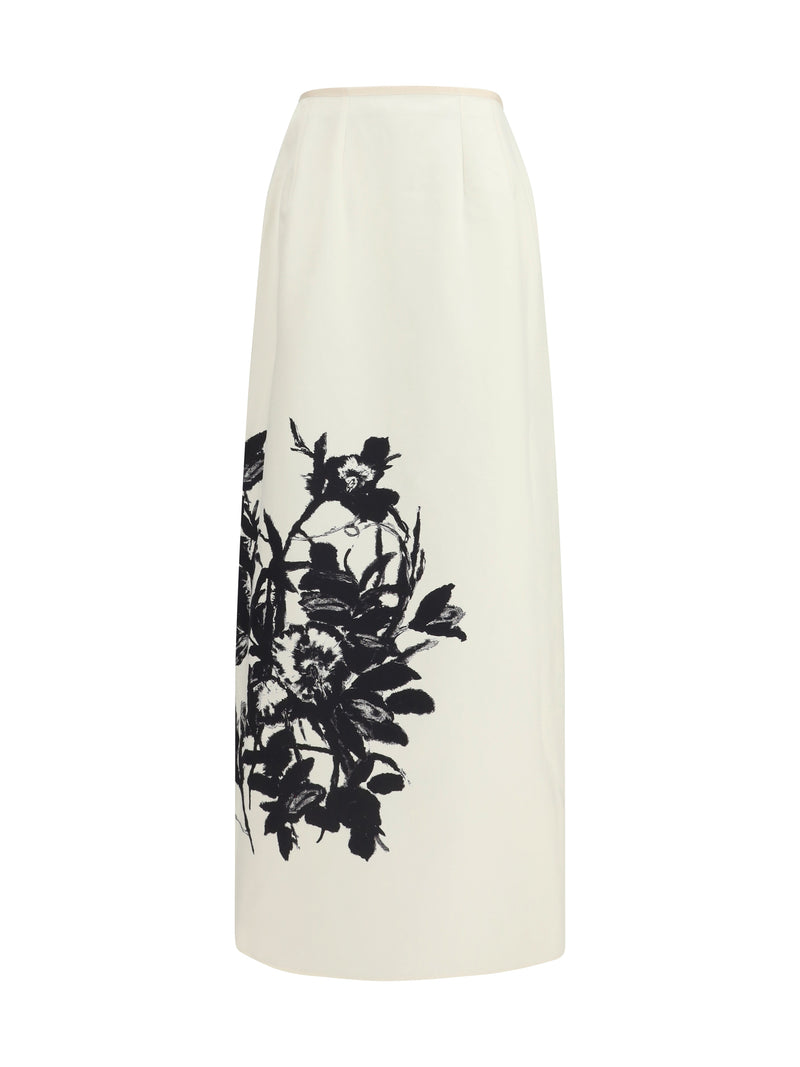 Crida Milano Crida Milano Long Linen and Cotton Skirt White/Black - World Class Fashion