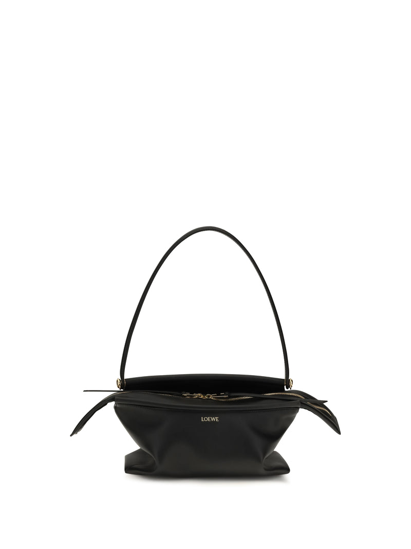 Loewe Loewe Whisker Glazed Calfskin Shoulder Bag Black - World Class Fashion
