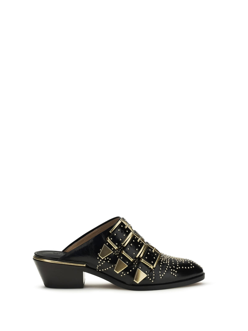 Chloe Chloé Susan Leather Mules Black - World Class Fashion