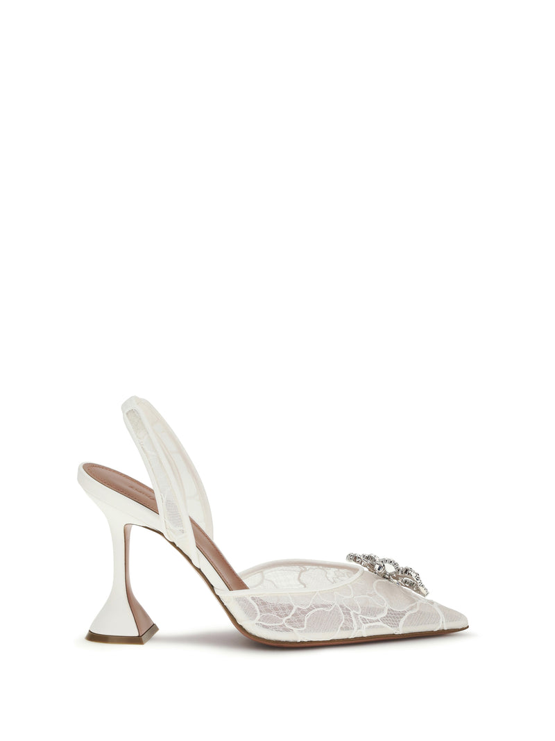 Amina Muaddi Amina Muaddi Rosie Slingback Sandals Ivory - World Class Fashion