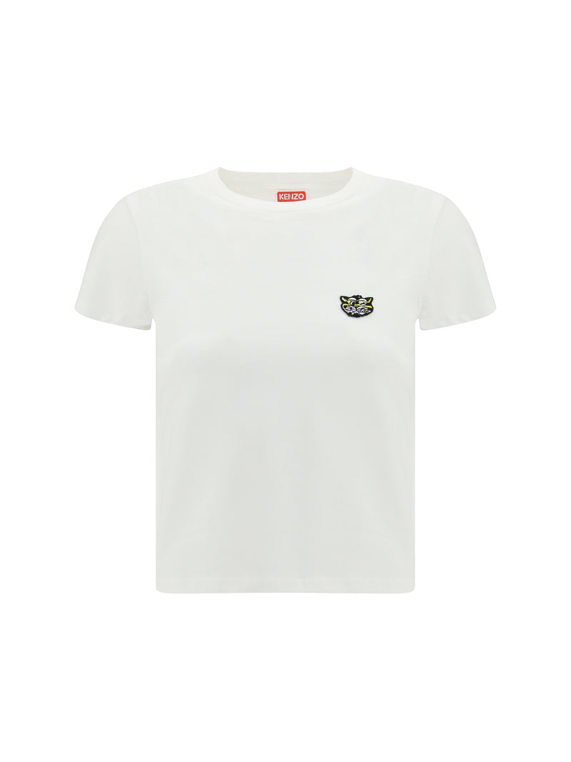 Kenzo Kenzo Wild Tiger Embroidered Cotton T-shirt Off White - World Class Fashion