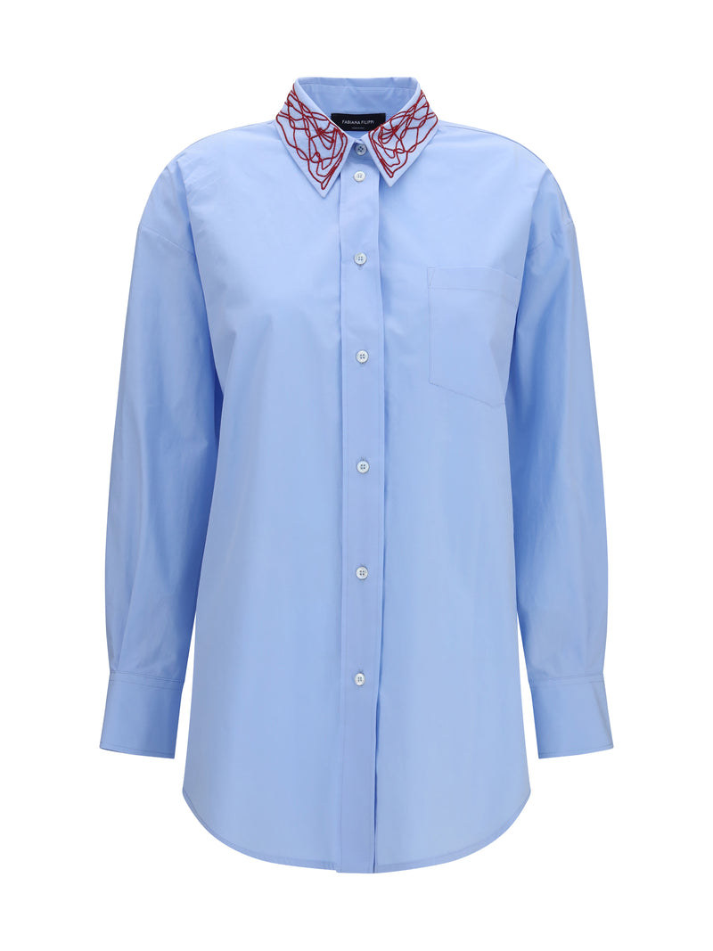 Fabiana Filippi Fabiana Filippi Boyfriend Poplin Shirt Blue/Red - World Class Fashion