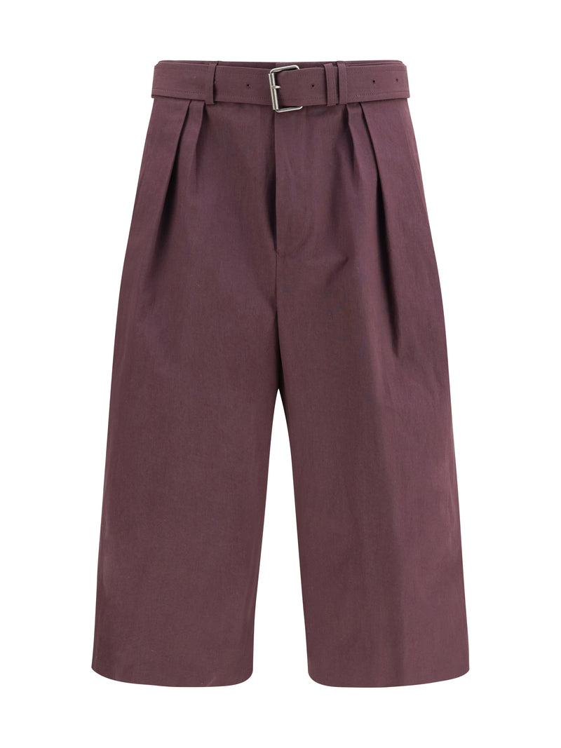 Dries Van Noten Dries Van Noten Cotton Poplin Shorts Dark Purple - World Class Fashion