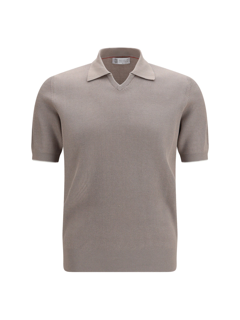 Brunello Cucinelli Brunello Cucinelli Cotton Ribbed Polo Brown Freddo+Panama - World Class Fashion