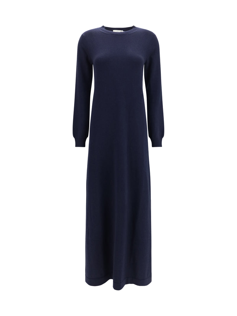 Malo Malo Long Cashmere Crewneck Dress Blue - World Class Fashion