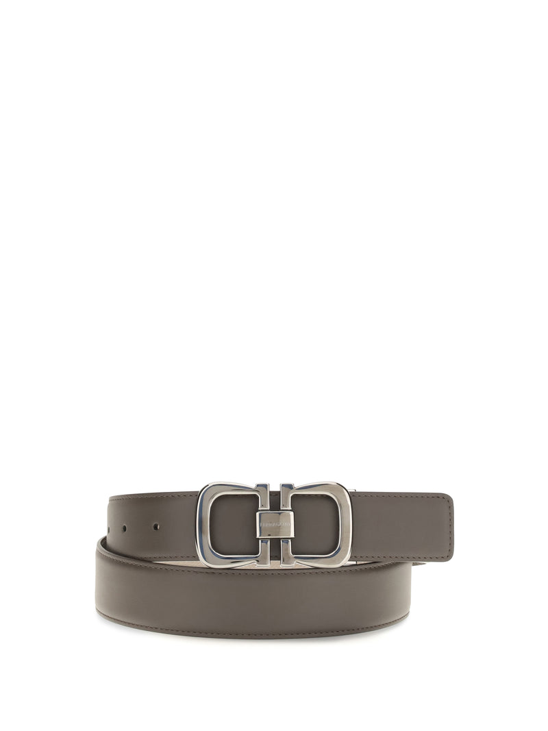 Ferragamo Ferragamo Reversible Leather Belt Brown Patterned Dark - World Class Fashion